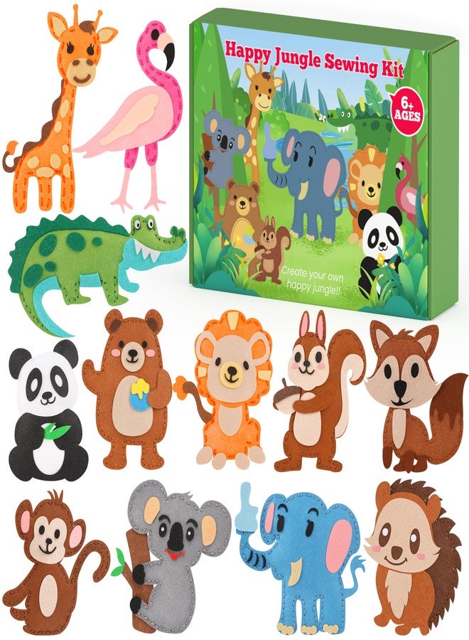 YEETIN Sewing Kit for Kids Ages 6+, Beginner Felt Sewing Craft Kit, DIY Jungle Stuffed Animals Making Set, Learn to Sew Gifts for Birthday - Image 1